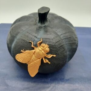 Halloween Black Decorative Pumpkin Decor Gold Bug Spooky